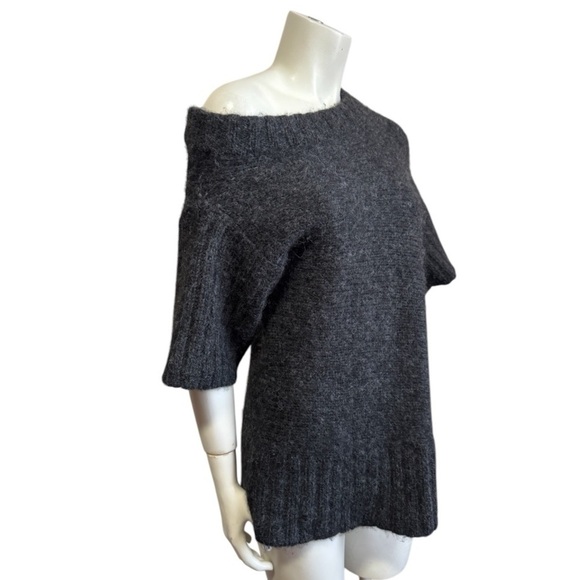JARBO alpaca merino sweater deconstructed asymmetrical gray off shoulder medium - Picture 7 of 17